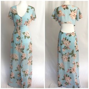 Forever 21 blue Floral Print maxi dress